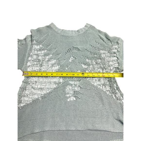 HYFVE Buckle Sweater Top Women’s Large Mint Green Loose Fit Boho Knit - Picture 4 of 7